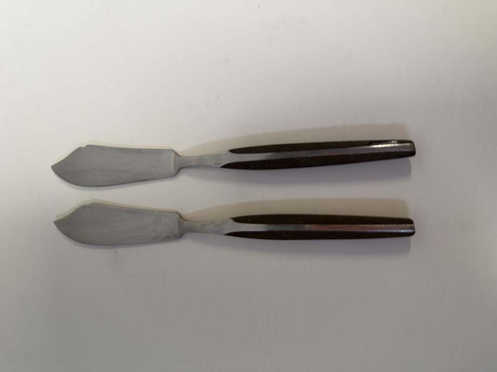 Vintage Stainless Japan Mid-Century Modern Butter Spreaders, Set of 2